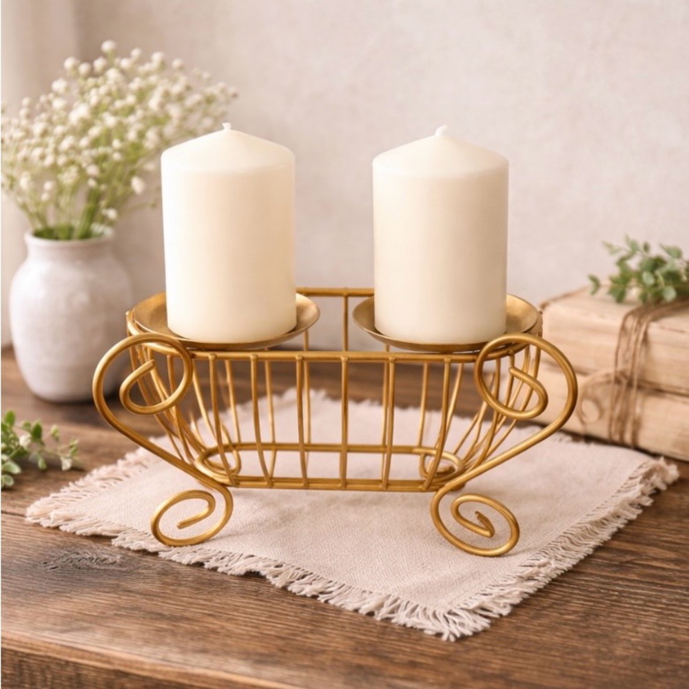 Gold double Candle Holder